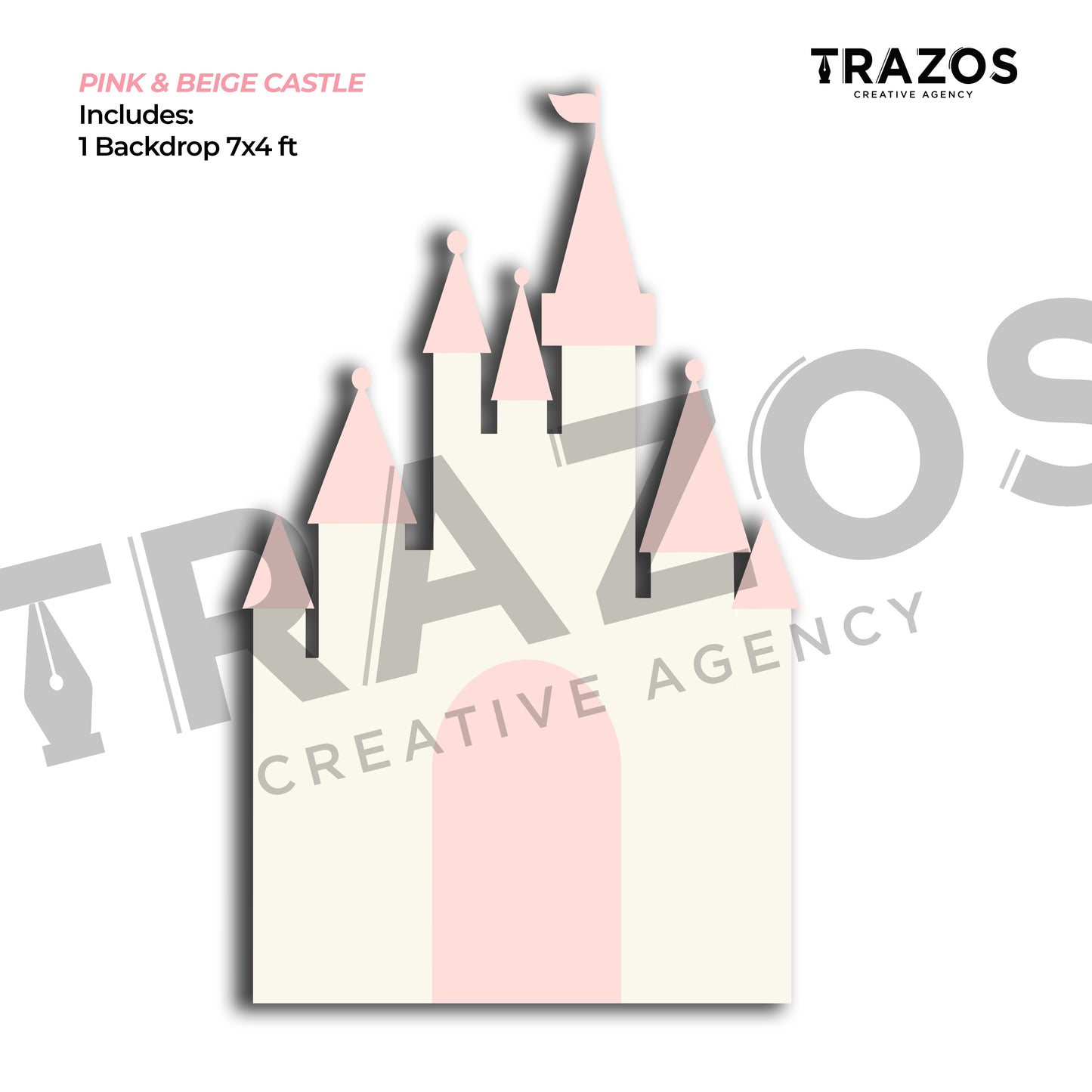 Beige with Pink Castle Backdrop