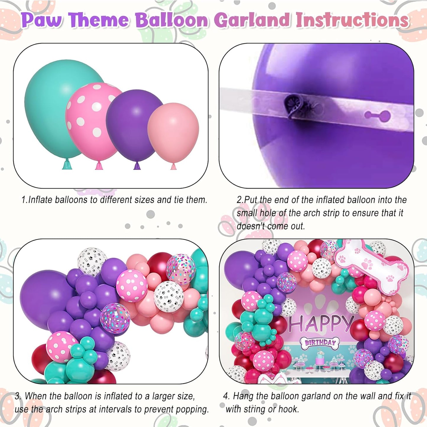 PINK PAW BALLOON GARLAND