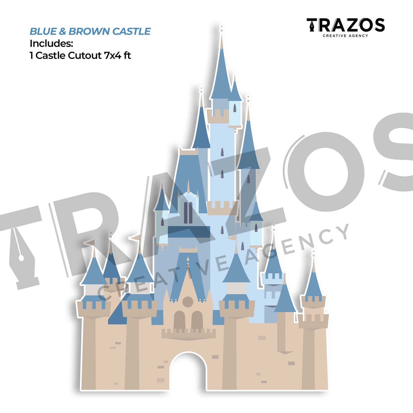 Brown with blue Castle Backdrop