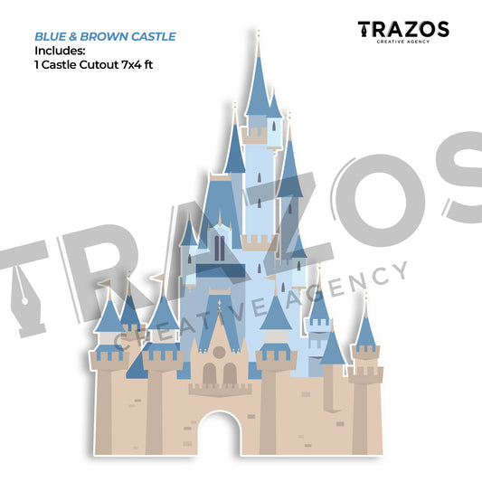 Brown with blue Castle Backdrop