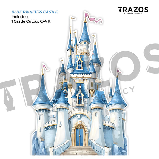 Blue Princess Castle Backdrop