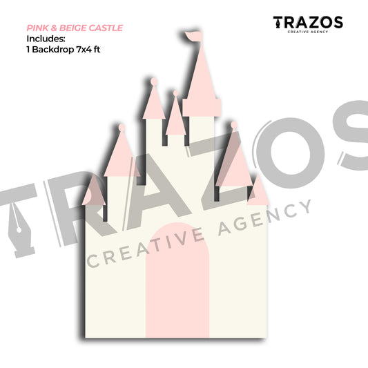 Beige with Pink Castle Backdrop