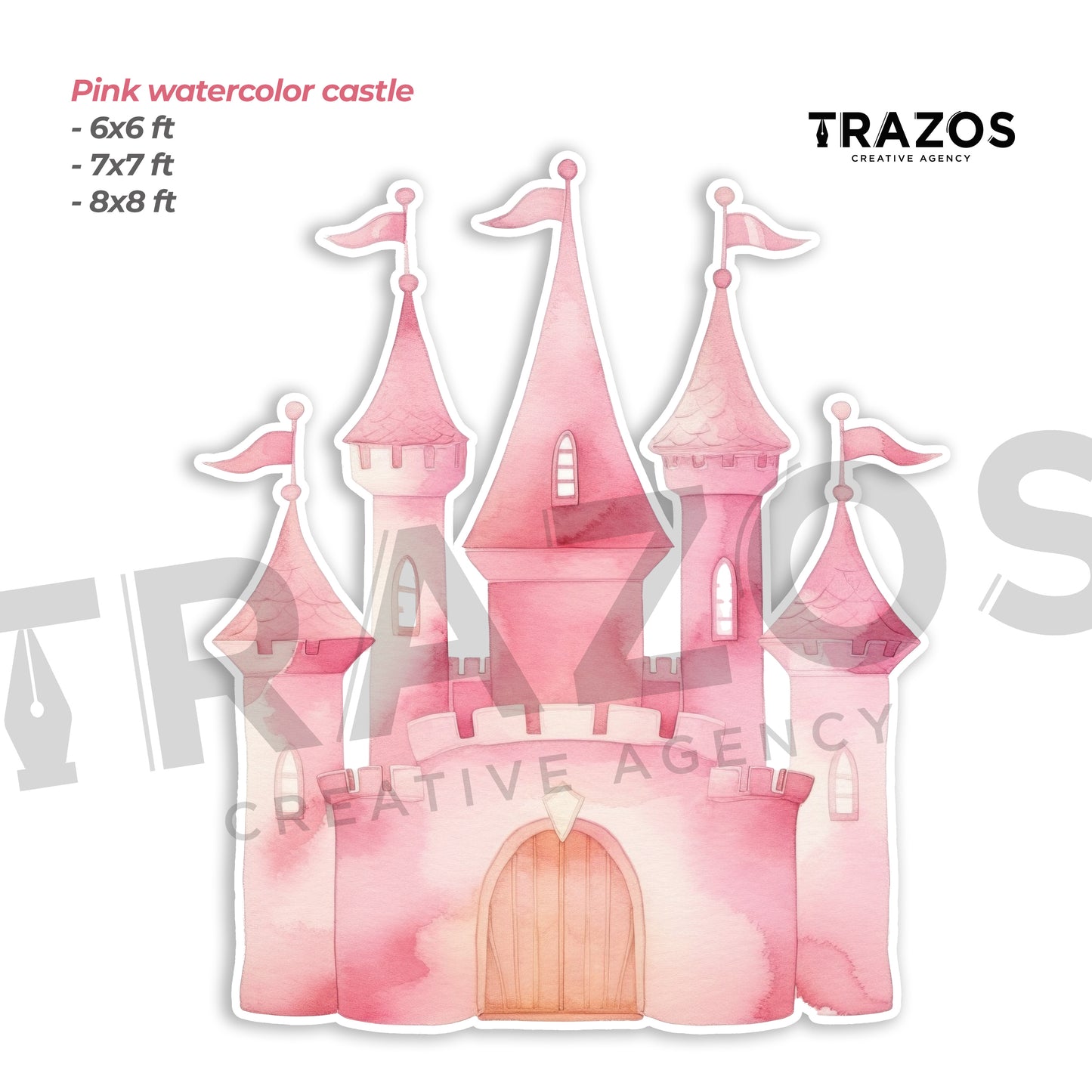 Pink Watercolor Castle Backdrop